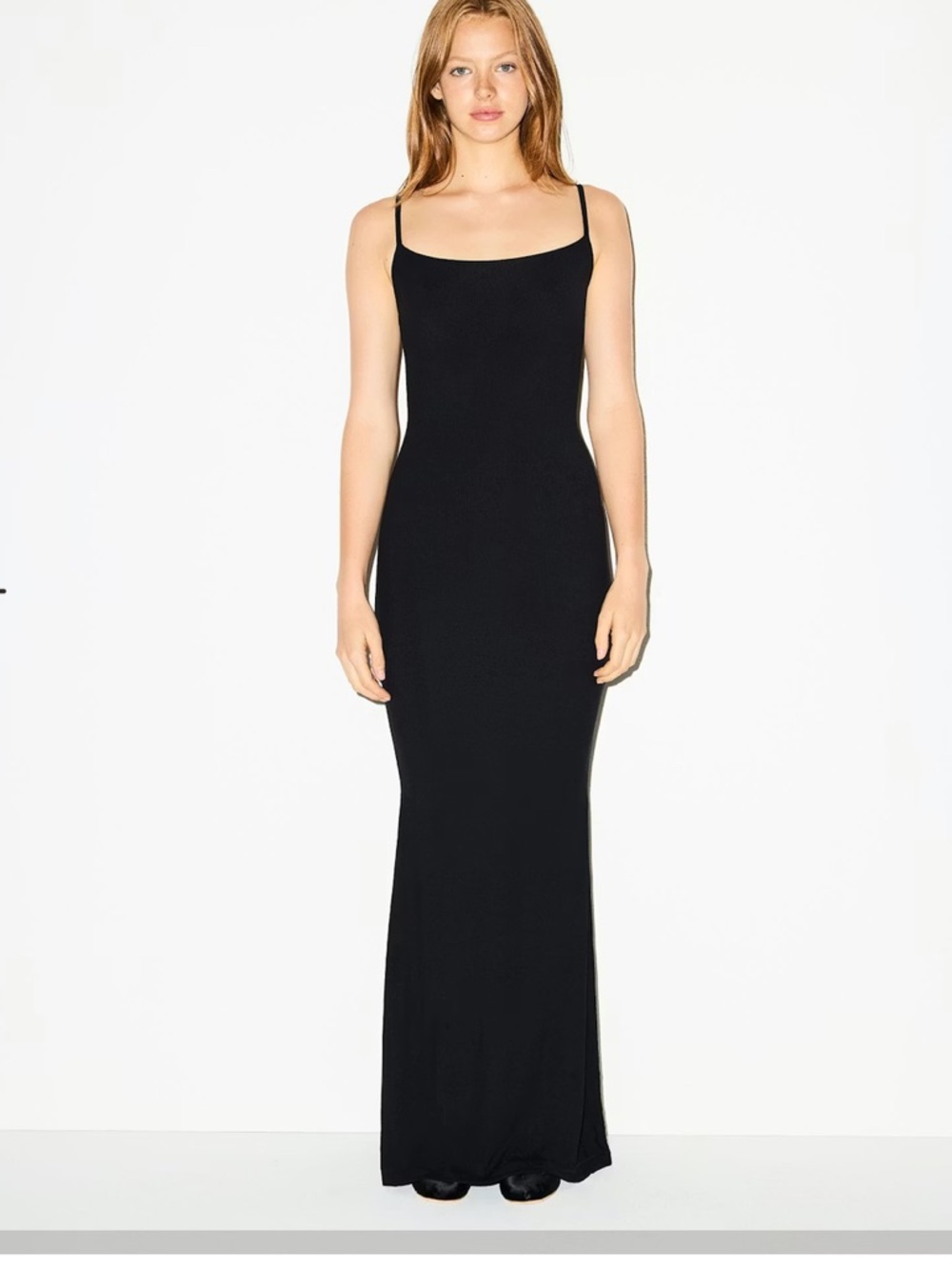 SKIMS Black Maxi Slip Dress with Spaghetti Straps